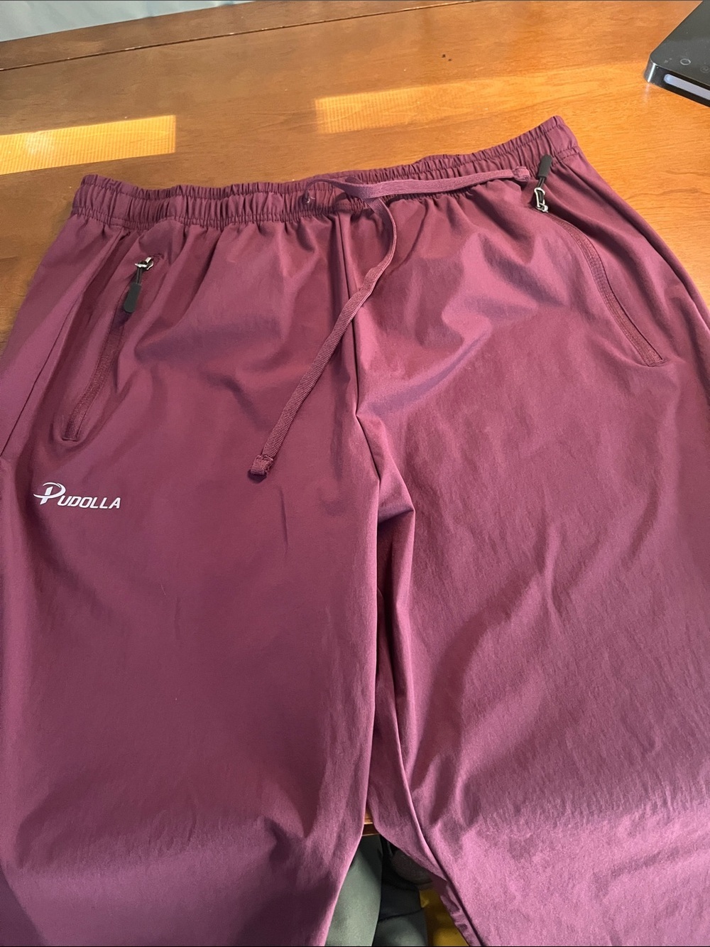 Pudolla Womens cropped Maroon Athletic Pants with Drawstring